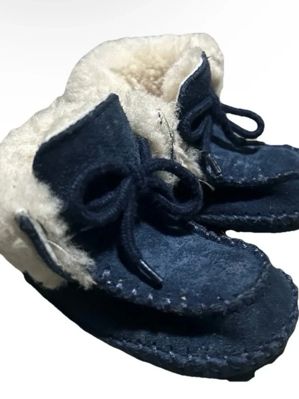 Ugg Baby Infant Suede Blue Moccasin Shoes Size 0/1